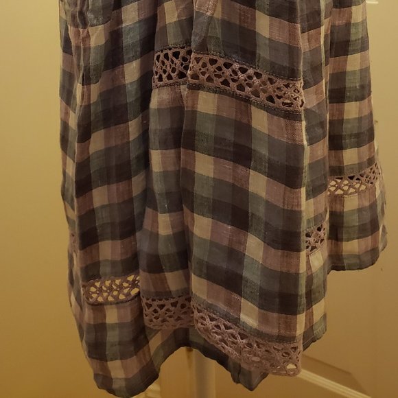 Chico's linen tunic in blue, white & lilac - sz 2 - Picture 4 of 8